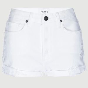 FRAME white denim shorts